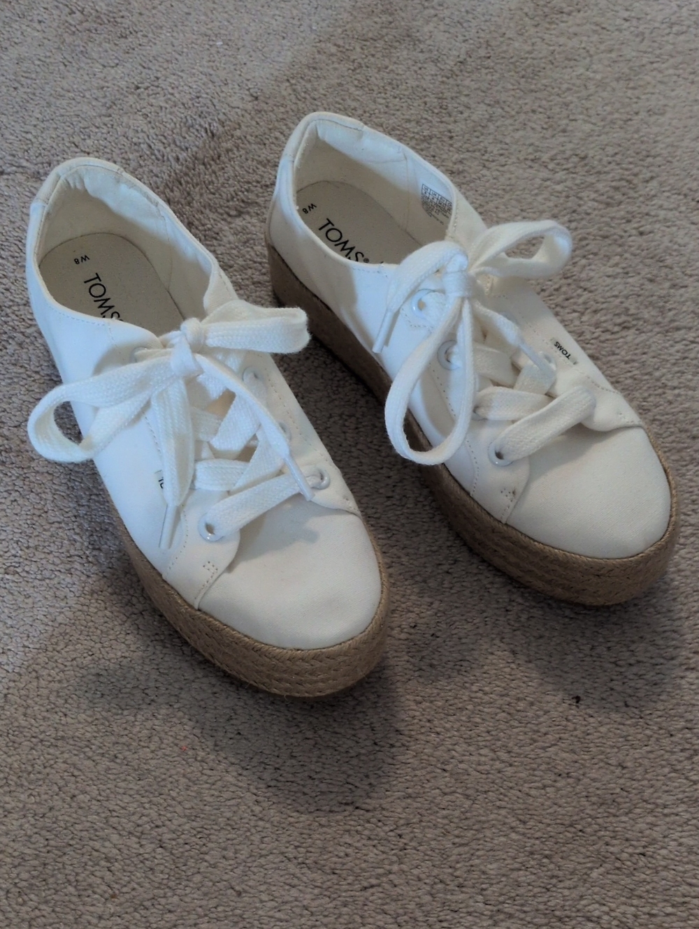 TOMS White Lace-Up Platform Espadrille Sneakers (Size 8)